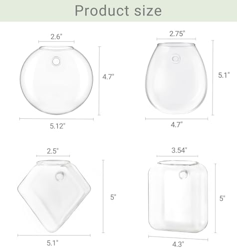 Mkono Wall Hanging Glass Terrariums Planter Flower Vase for Hydroponics Plants - Image 6
