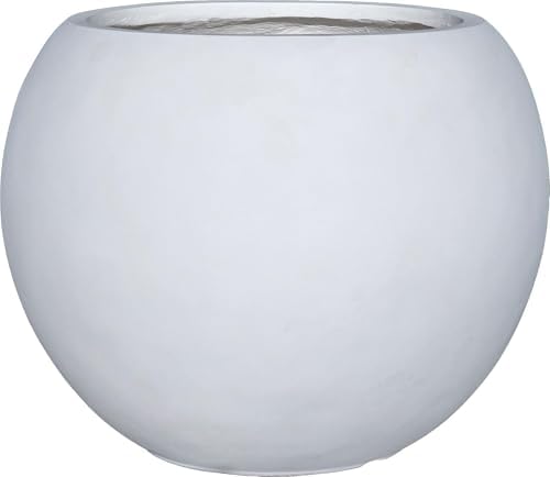Panlaolao 13.5" H x 17" Dia (12" Pot Opening) Round Fiberstone Planter with Drainage Hole, White, Indoor/Outdoor Large Plant Pot for Home Patio Garden, Ideal for Large Plants by Panlaolao