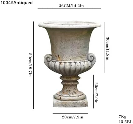 VISIBLE Vintage European Garden Urn Planter, Cement and Fiber Flower Pot, 19.7 Inche Tall, Make Rust Finished, Delivered from Local Warehouse (Antiqued, Medium) - Image 2