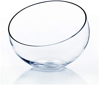 WGV Slant Cut Bowl Glass Vase, Width 11", Height 9.5", Clear Terrarium, Candy Dish, Fruit Jar, Floral Container for Wedding Party Event, Home Office Decor, 1 Piece by WGVInternational-OpusGlassware