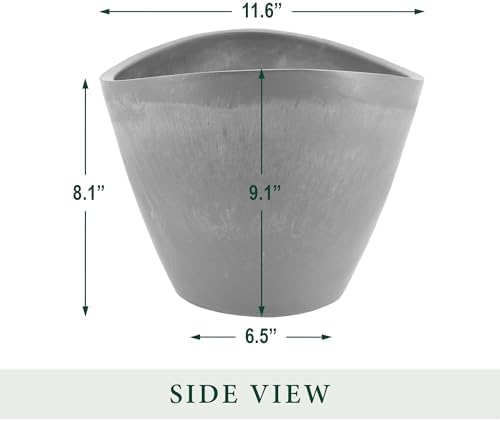 Arcadia Garden Products PSW Pot Collection YB41CT Plastic/Stone/Wood Composite Curved Planter Pot, No Drainage Hole (Drillable) - Indoor & Outdoor Plants and Gardens, Cement Gray, 16-inch (Pack of 4) - Image 6