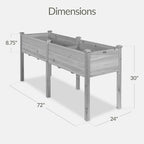 Best Choice Products 72x24x30in Raised Garden Bed, Elevated Wood Planter Box Stand for Backyard, Patio, Balcony w/Divider Panel, 6 Legs, 300lb Capacity - Gray - Image 2