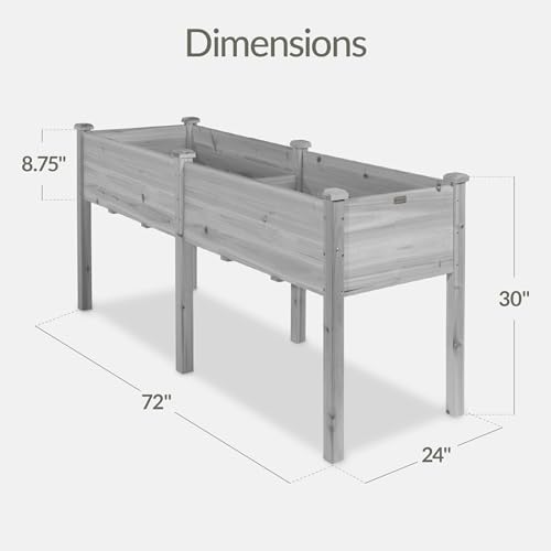 Best Choice Products 72x24x30in Raised Garden Bed, Elevated Wood Planter Box Stand for Backyard, Patio, Balcony w/Divider Panel, 6 Legs, 300lb Capacity - Gray - Image 2