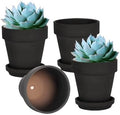 vensovo 6 Inch Black Terracotta & Clay Pots for Plant with Saucer - 4 Pack Medium Terra Cotta Planter with Drainage Hole, Flowerpot for Indoor Outdoor Plants, Crafts, Wedding Favor by vensovo