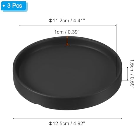 PATIKIL Plant Pot Saucer 5 Inch OD, 3 Pack Ceramic Round Flower Drip Tray for Indoor Outdoor, Black - Image 2