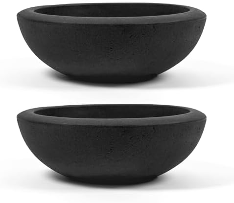 ARBORA 21" Santorini Bowl Planters 2-Pack - Large Polyresin Outdoor Pots by ARBORA