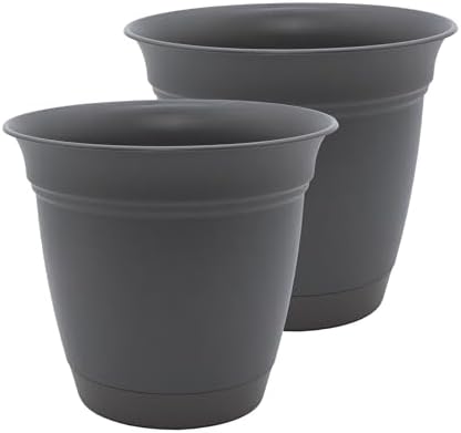 The HC Companies Eclipse Round Planter Pot, 16 Inch, Warm Gray, 2-Pack by TheHCCompanies