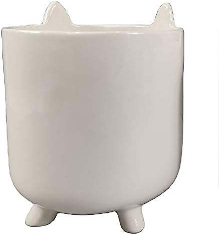 Planter for Succulent Plant Ceramic Plant Pots Indoor, Novelty Planters for Home Office Garden (White Cat Large, 1) - Image 4