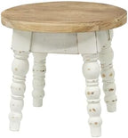 Vintage Solid Wood Step Stool, Round Farmhouse Wooden Stool, Easy Assembly for Kids, Plant Stand or Bathroom Kitchen French Country Shabby Chic Decor by MODE+HOME