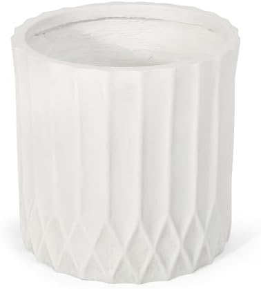 Christopher Knight Home Jorine Cast Stone Planter, Lightweight Concrete Plant Pot, Geometric Design Garden Urn, Round Flower Pot, Ourdoor Plant Urn for Backyard, No Assembly Needed, Antique White - Image 5