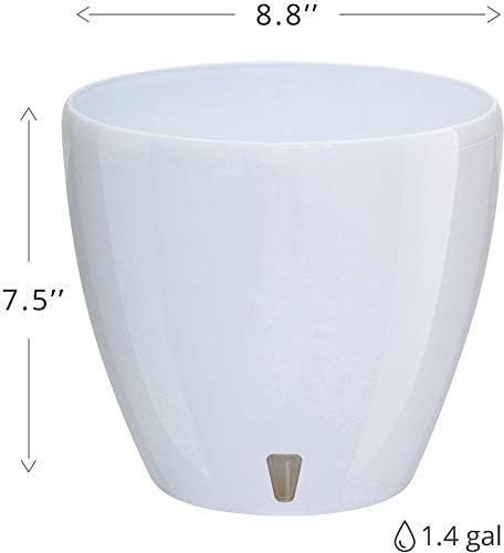 Gardenera 8.8" Deco Self Watering Pots for Indoor Plants in Jade (Set of 3) - Decorative Flower Pot with Water Level Indicator and Drainage Cartridge for All House Plants, Flowers and Herbs - Image 2