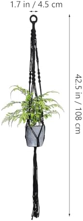 Kisangel 4 Pcs Black Macrame Plant Hangers for Indoor Ceiling Flower Pots, 100cm Cotton Rope Hanging Planter Basket Set for Balcony Decoration and Wall Mounted Garden Use - Image 2