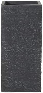 Christopher Knight Home Jorine Lightweight Concrete Planter, Cast Stone Planter, Square Garden Urn, Texture Finish Flower Pot, Outdoor Plant Urn with Draninage Hole for Backyard Garden Porch, Black - Image 3