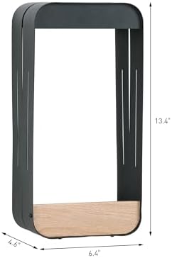 Pia Ricco Large Solar Wall Light with Planter Shelf, Extended Outdoor Waterproof Sconce with Woodgrain, Auto On/Off, Black for Garden, Patio, Fence - Image 2