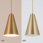 Gold Plug In Pendant Light,Hanging Lights With Plug In Cord On/Off Switch, Mini Brass Pendant Lights for Kitchen Island,Modern Chandeliers Light Fixture with Metal Shade,Hanging Lamps for Bedroom - Image 7