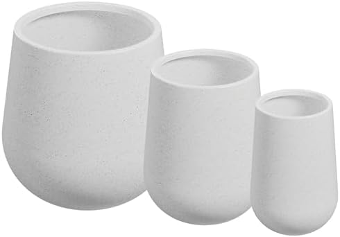 Beuta Large Poly Planters for Outdoor Plants - Set of 3, 15.5/18/20.5 Inches Outdoor Planters for Porch - Tall Planter for Outdoor & Indoor Plants | Large Indoor Plant Pot - USA Made - Limewash by Beuta