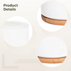 Set of 3 White Ceramic Succulent Pots with Bamboo Trays for Tabletop, Perfect for Home Or Office Decoration - Image 2