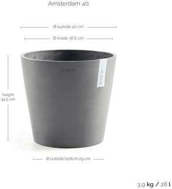 Ecopots Amsterdam Round Flower Planter, Grey, 16" - Image 3