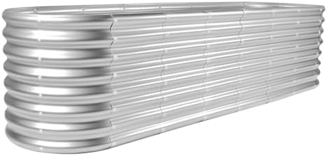 Land Guard 8×2×2ft Galvanized Raised Garden Bed Kit, Raised Garden Boxes Outdoor, Oval Metal Raised Garden Beds for Vegetables, Silver by LandGuard