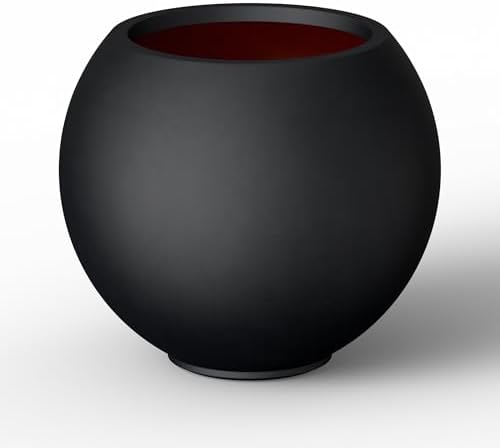 Kante Accent Round Sphere Black Concrete Planter 19.3" Dia, Outdoor by Unknown