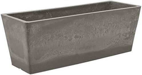 PSW Pot Collection [17.5 inch] Plastic/Stone/Wood Composite Window Box Rectangular Planter – No Drainage Hole (Drillable), Indoor/Outdoor Pot for Flowers and Vegetables, Cement Color by PSW