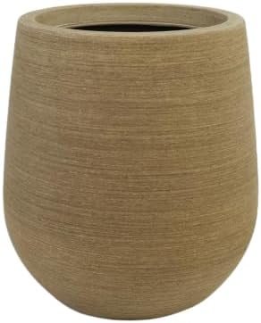 11.8" H Wood-look Plastic Tapered Planters with Drainage Holes and Plug by UPPERSTONELIVING