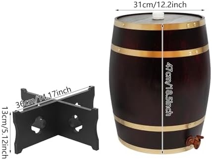 Wine Barrel, 7.93 Gal Wooden Whiskey Barrel with Stand & Spigot – Premium Pine Wood Liquor Dispenser for Home Brewing, Aging, Decor, Bourbon Barrel Style (Vintage Color, 30L) - Image 5