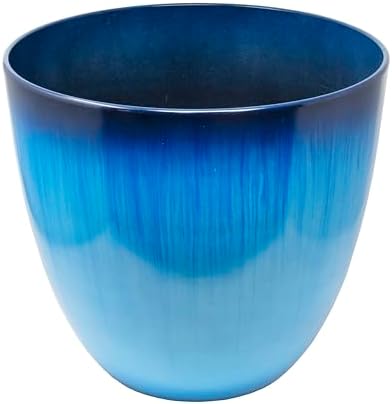 Gardener Select (EPR12-204) Large Egg Shaped Planter - Modern Indoor & Outdoor Decorative Flower Pot/Box (12 Inch, Blue Flower) - Image 2