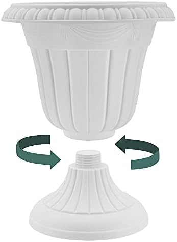 Arcadia Garden Products PL00CW Classic Traditional Plastic Urn Planter Indoor/Outdoor, 16" x 18", White Wash - Image 5
