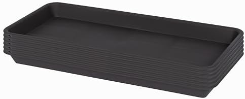 VUWEZ 2 Pack of Plastic Plant Tray Saucer Rectangular 24 inch, Plant Trays Saucers for Indoors Outdoor, Plant Water Drip Tray for Flower Pot Planter, Windowsill Plant Tray (8 X 24'', Brown) by VUWEZ