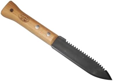 DeWit Serrated Farmer's Dagger Knife - Heavy Duty All-Purpose Garden Tool with Dual-Sided Sharp Blade, Tempered Boron Steel & Ash Hardwood Handle (12.75" Total Length, 0.85lbs) by DeWitGardenTools