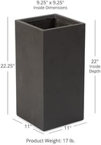 TITAN GREAT OUTDOORS Ash & Ember 22.25" Tall Box Charcoal Planter, Lightweight Fiberstone with Weather-Resistant Finish, Modern Square Planter Box for Indoor and Outdoor Plants - Image 6