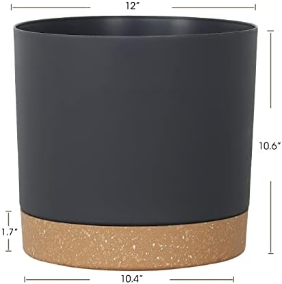 Plant Pots for Indoor Plants, 2 Pack 12 Inch Pots for Plants (12” Black) - Image 2