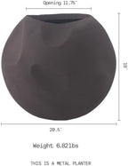 FAB HAB Gaia Handmade Sphere Metal Planter in Mocha Charcoal – Indoor/Outdoor, Lightweight with Drainage Hole - Image 3