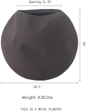 FAB HAB Gaia Handmade Sphere Metal Planter in Mocha Charcoal – Indoor/Outdoor, Lightweight with Drainage Hole - Image 3