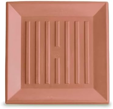 Crescent Garden Universal Square Plant Saucer, Durable Plant Tray for Square Planter, Heavy-Duty Plastic Drainage Dish, Premium Indoor/Outdoor Saucer - 11'' Inner x 14.5" Outer (Terracotta-Color) by CrescentGarden