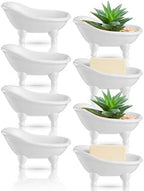 Gejoy 8 Pcs Mini Ceramic Bathtub Planter Pot, 5.6" Succulent Soap Dish by Gejoy
