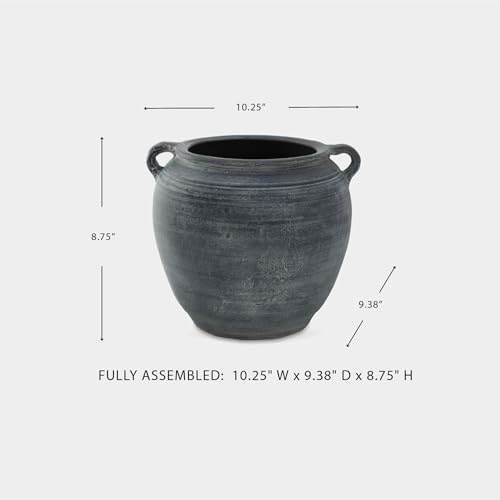 Signature Design by Ashley Meadie Terracotta Vase, Blue, 10 in - Image 4