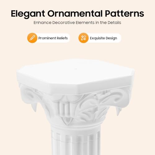Wedding Roman Columns 4Pcs 34.65" Adjustable Height Plastic Stand Roman Pillar Greek Statue Plant Stand Elegant Wedding Event Party Decorative Column Pedestal Flower Holder (Type D, 4Pcs, 10.63x34.65 Inch) - Image 6
