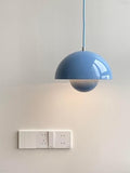 Nordic Retro Flower Bud Pendant lamp, 78.7″ Adjustable Cord Metal Hanging Lights Fixture for Kitchen, Bar Dining Room Living Room W9.1″ X H 6.3″ Chandelier Over Table (Swim Blue) Small Hardwired by Unknown