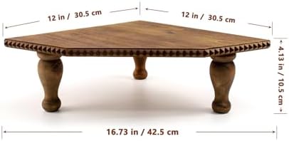 Wood Vintage Brown Corner Pedestal Stand Rustic Decorative Riser Display - Image 3