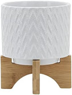 Planter,Stand,White,Ceramic Planter,Drainage Holes,Succulents & Indoor Plants,Modern Design,Versatile Use - Image 3