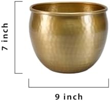 Serene Spaces Living Gold Brass Look Vintage Aluminum Vase - Perfect Decorative Accent for Plants, Weddings, and Events, Metallic Pot for Home, Medium, Measures 9" Diameter and 7" Tall - Image 5