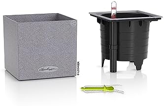 Lechuza Canto Stone 14 Stone Grey, Self-Watering Small Square Planter, H5.5 L5.5 W5.5 in - Image 2