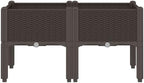 Gecheer Elevated Garden Planter Box with Legs, 80x40x42 cm Brown Rattan Look PP Raised Bed for Outdoor Patio Terrace, Durable Flower Vegetable Pot with Drainage by Gecheer