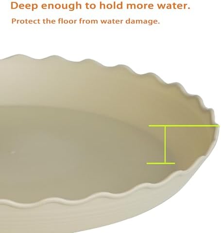 4 Pack Plant Saucer 14 inch, Heavy Duty Plastic Plant Saucers, Durable Plant Tray for Pots, Flower Saucers for Indoors, Plant Pot Saucers, Trays for Planter (Beige) - Image 4