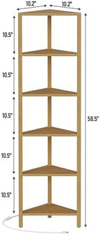 TUTOTAK Corner Shelf with LED Light, 6-Tier Corner Bookshelf - Image 2
