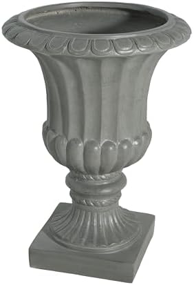 Christopher Knight Home Stella Outdoor Urn Planter with Drainage Hole, Mid-Century Modern Garden Urn, Large Garden Pot, Floral Relief Design, Sturdy MGO Outdoor Planter, Flower Urn, Gray - Image 6