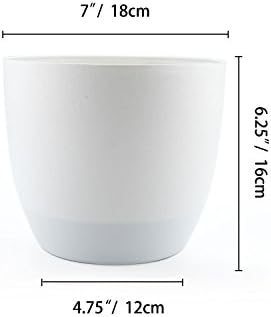 T4U 7 Inch Plastic Self Watering Planter with Water Level Indicator White Set of 4, Modern Decorative Planter Pot for All House Plants, Flowers, Herbs, African Violets, Succulents - Image 5