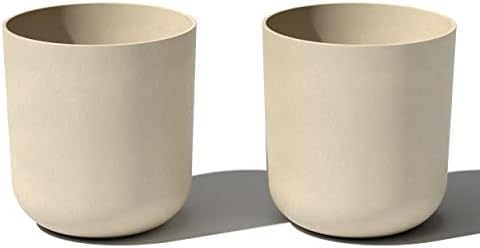 Veradek Round Lima Plastic Planter Pots for Indoor/Outdoor Garden Use, Sand Color, 5 Year Warranty by VeradekOutdoor
